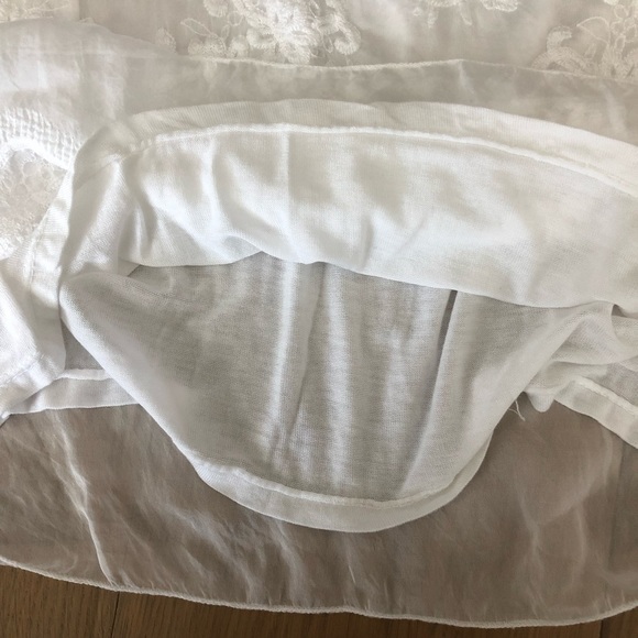 New white lace sheer overlay blouse size large top cute unique shirt elegant - Picture 6 of 8